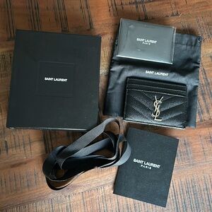 🔥🔥🔥Authentic Saint Laurent (YSL) SLG Card holder in silver tone